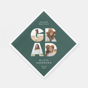 Abschluss 4 Foto Modernes personalisiertes Grün Serviette