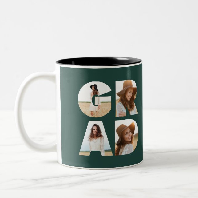 Abschluss 4 Foto Modernes personalisiertes Grün Zweifarbige Tasse (Links)