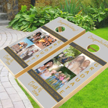 Abschluss 4 oder 8 FotoCollage Grau und Gold