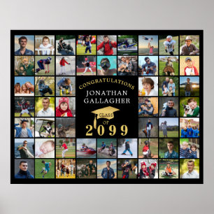 Abschluss 54 Foto-Collage Schwarz Gold Mütze Poster