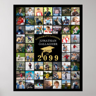 Abschluss 55 Foto-Collage Schwarz Gold Abschlusska Poster