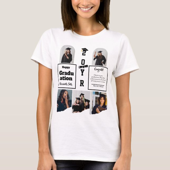 Abschluss 5 Foto-Feier Absolventenvorlage T-Shirt (Vorderseite)