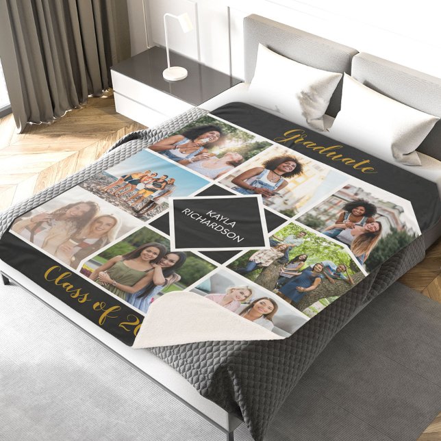 Abschluss 8 Foto Grid Black and Gold Graduate Sherpadecke (Von Creator hochgeladen)