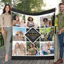 Abschluss 8 Foto-Grid-Collage in Schwarz und Gold Fleecedecke