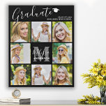 Abschluss 8 FotoCollage Personalisiert Schwarz Künstlicher Leinwanddruck<br><div class="desc">Feiern Sie Ihren Absolvent und geben Sie ein besonderes personalisiertes Geschenk mit dieser individuellen Foto Collage Abschluss-Plakette. Diese einzigartige Collage Collage Graduate Plaque mit einem Monogramm Initial, Name in Script, Abschluss Jahr und Schulname. Personalisieren Sie Ihre Lieblings-Senior-Portrait oder Uni-Fotos, und personalisieren Sie mit geschlossen Jahr, Name, High School oder Uni....</div>