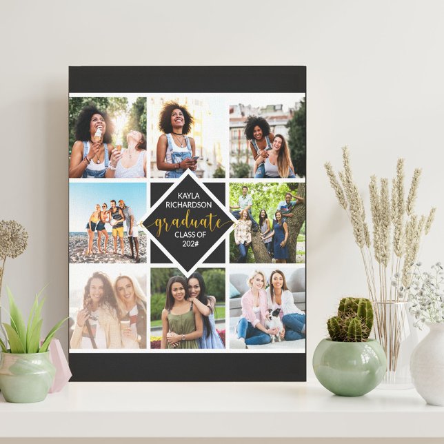 Abschluss 8 FotoCollage Schwarz und Gold - kundens Leinwanddruck (Von Creator hochgeladen)