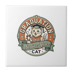 Abschluss Abitur Katze Abschluss Senior Jahr  Fliese