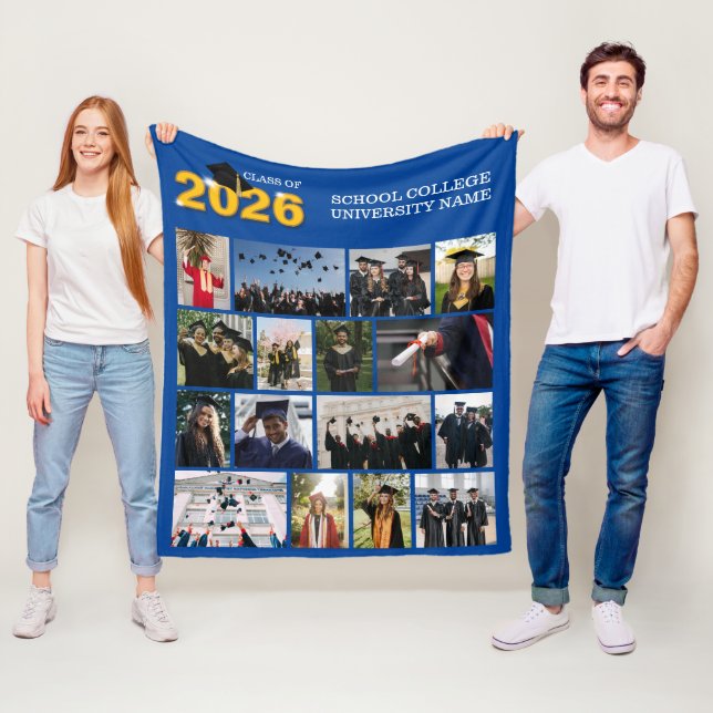 Abschluss-Andenkenfoto der Blue Class 2026 Fleecedecke (Beispiel)