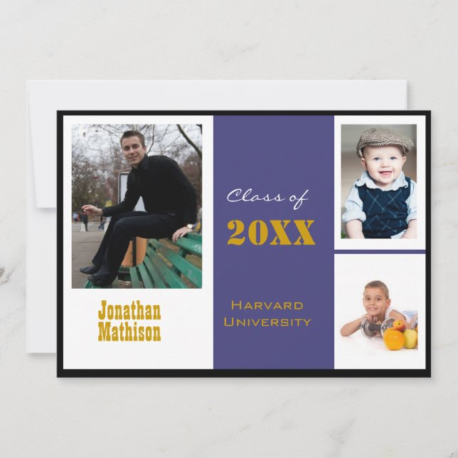 Abschluss Ankündigung Blue Foto Einladung (Vorderseite)