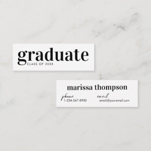 Abschluss-Ankündigung Graduate Business Card Mini Visitenkarte