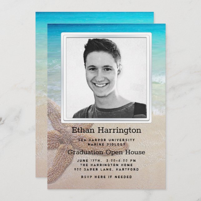 Abschluss Ankündigung Strand Themed (Vorne/Hinten)