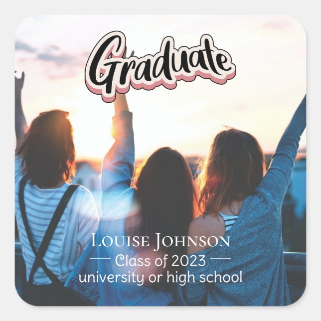 Abschluss Announcement Class 2023 Quadratischer Aufkleber (Vorderseite)