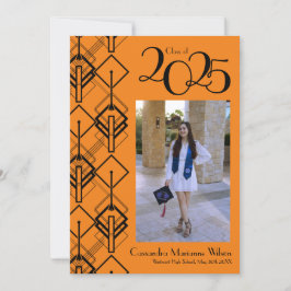 Abschluss Art Deco Schwarzes Orange Ankündigung