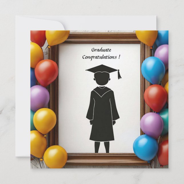 Abschluss Artwork mit Balloons Einladung (Vorderseite)