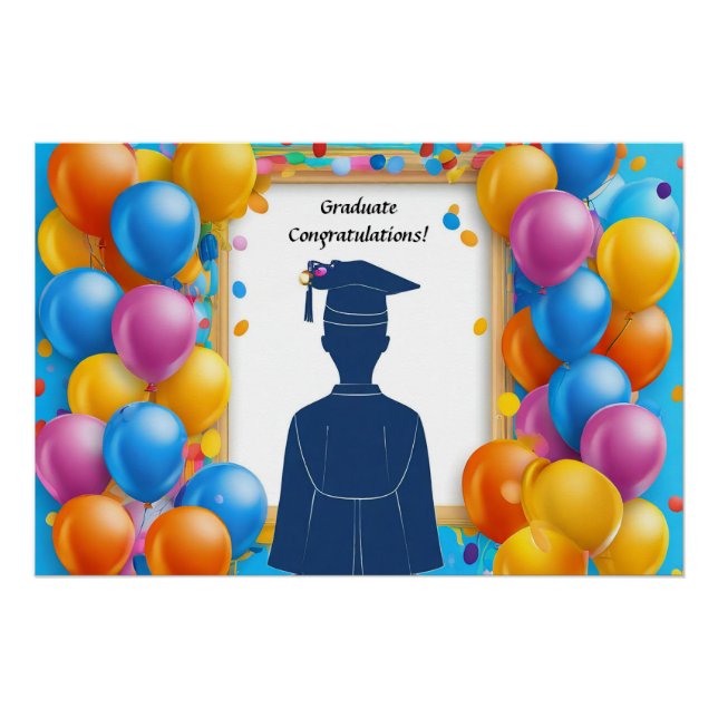 Abschluss Artwork mit Balloons Poster (Vorderseite)