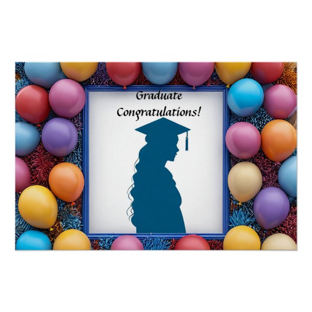 Abschluss Artwork mit Balloons Poster (Vorderseite)