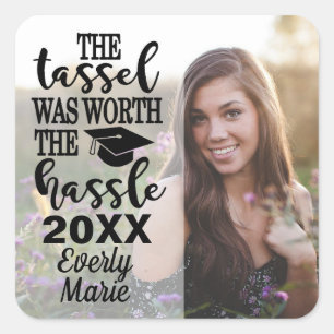 Abschluss-Aufkleber mit Foto Quadratischer Aufkleber