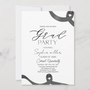 Abschluss aus Party, Minimalistisch, schwarz und w Einladung