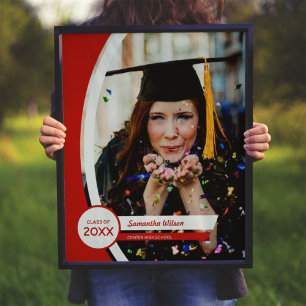 Abschluss aus rotem Rahmen mit Foto Poster