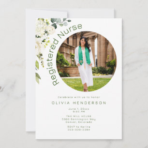 Abschluss aus weißem und grünem Foto Einladung