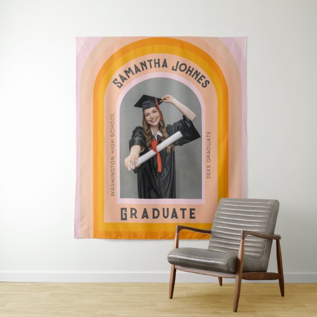 Abschluss-Backdrops für Retro-Regenbogenbogen-Foto Wandteppich (Beispiel)