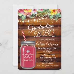 Abschluss Backyard GRILLEN Mason Jar Einladung