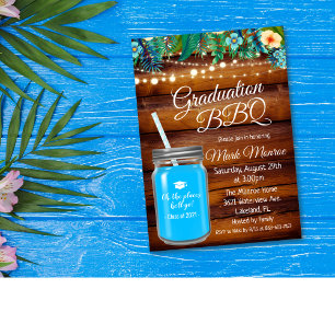 Abschluss Backyard GRILLEN Mason Jar Einladung