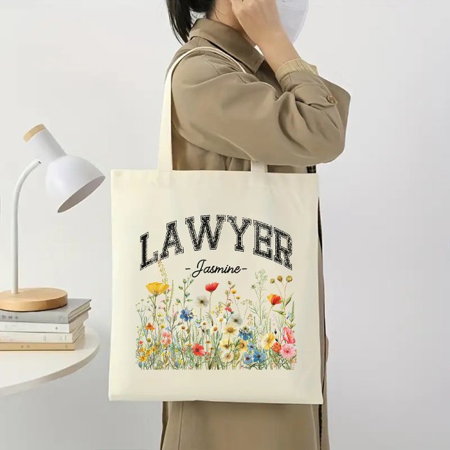 Abschluss-Bag der Custom Law School, Geschenk des  Tragetasche (personalized name tote, wildflowers lawyer bag, graduation gift for lawyer, law student gift, )