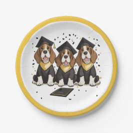 Abschluss Basset Hound Hunde Pappteller