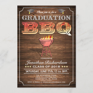 Abschluss BBQ-Einladungen (Grill & Holz) Einladung
