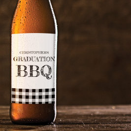 Abschluss-BBQ Gingham Bierflaschenetikett
