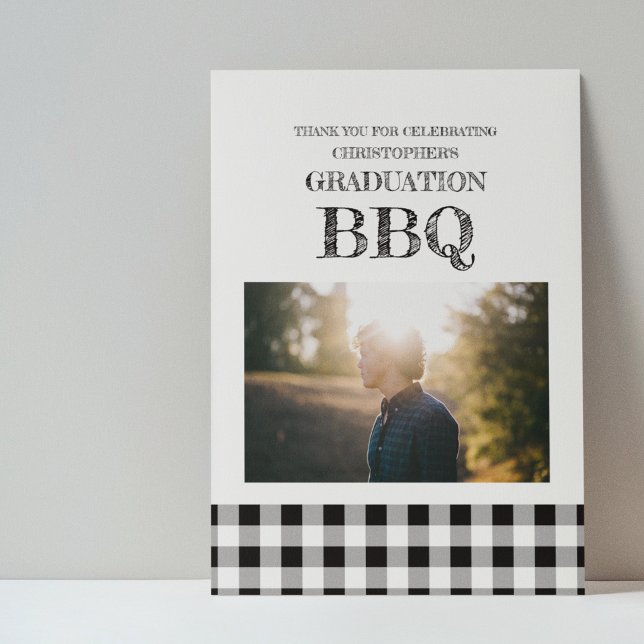 Abschluss BBQ Gingham Dankeskarte (Von Creator hochgeladen)