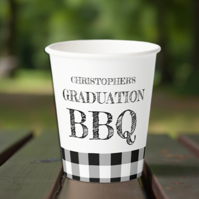 Abschluss-BBQ-Gingham Pappbecher (Von Creator hochgeladen)