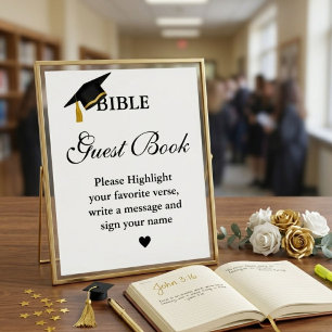 Abschluss Bible Guest Book Sign, Graduation Party Poster
