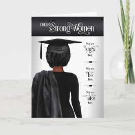 Abschluss Black Cap and Gown Dark Hair Karte