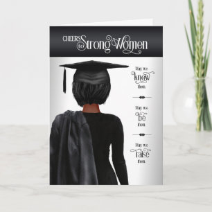 Abschluss Black Cap and Gown Dark Hair Karte