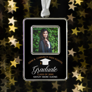 Abschluss Black Gold Chic Custom Graduate Foto Rahmen-Ornament Silber
