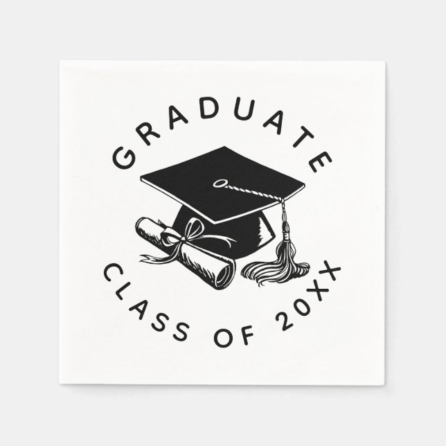 Abschluss Black Grad Cap Diploma Class 2023 Serviette (Vorderseite)