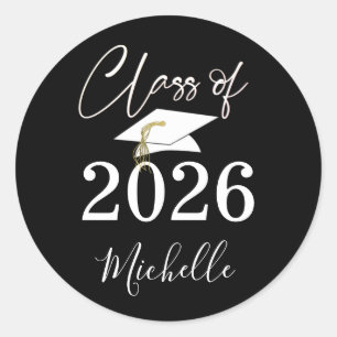 Abschluss Black Script Class of 2024 Runder Aufkleber