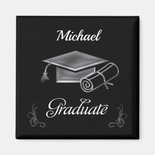 Abschluss Black & Silver, Cap & Diploma Magnet