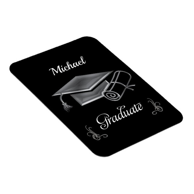 Abschluss Black & Silver, Cap & Diploma Magnet (Rechte Seite)