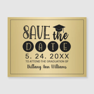 Abschluss Black Typografie Gold Magnetkarte
