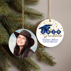 Abschluss Blau und Gold 20xx Foto Keramik Ornament