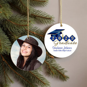Abschluss Blau und Gold Klassiker 20XX Foto Keramik Ornament