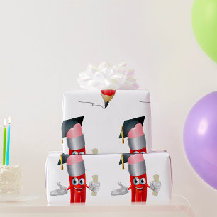Abschluss-Bleistift-Charakter mit Diplom Geschenkpapier
