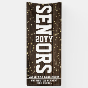 Abschluss Blockbuchstabe Rustikal Holz Konfetti Banner