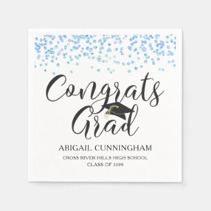 Abschluss Blue Confetti GLÜCKWUNSCH GRAD Name Serviette
