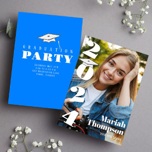 Abschluss Blue Typografy Foto Class of 2023 Einladung