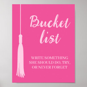Abschluss-Bucket-List-Station Rosa Graduiertentass Poster