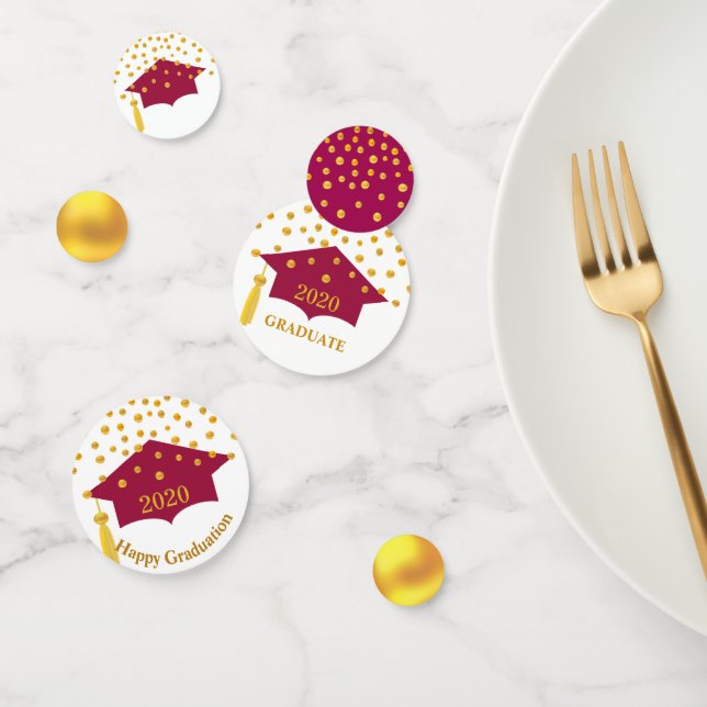 Abschluss Burgundy Red Cap & Gold Table Confetti Konfetti (Gruppe)